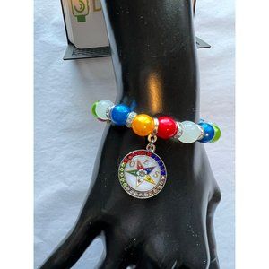 Eastern Star Beaded Elastic Bling Charm Bracelet